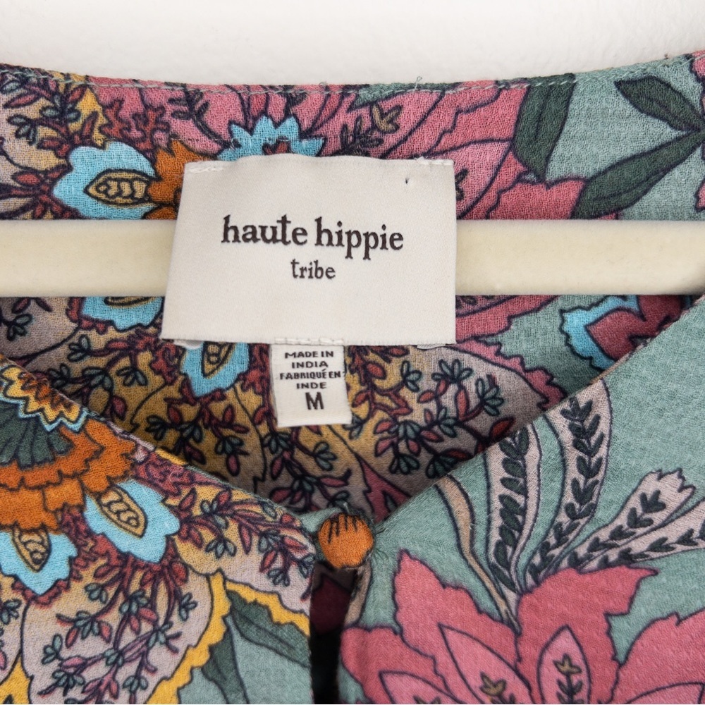 Haute Hippie Tribe Karen Floral Printed Flutter-Sleeve Blouse - Picture 5 of 9